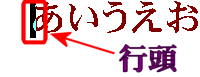 行頭を表示